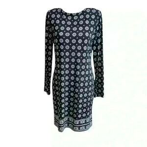 Michael Kors Geometrical Blue Jersey Stretch Shift Dress Gorgeous Women’s Small